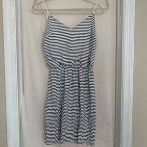 Gap White and Navy Striped Tank Dress with Adjustable Straps Size Small